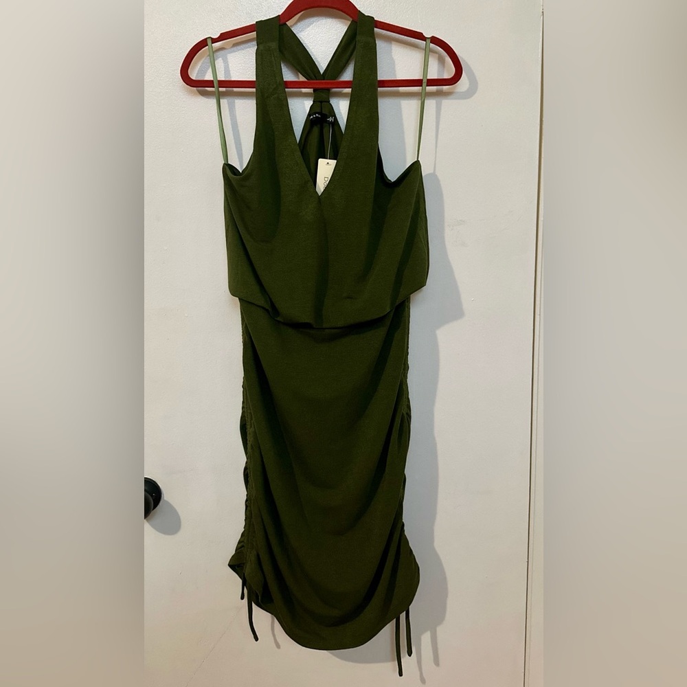 Doe And Rae Racer Back Olive Green  Becca Cinched Dress Size Large.  NWT!